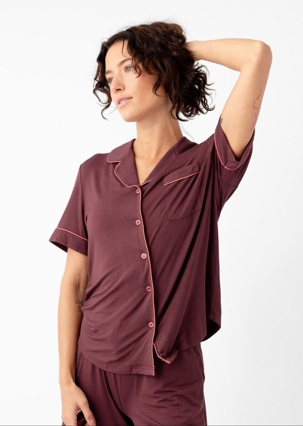 Women's Bamboo Stretch-Knit Short Sleeve & Pant Pajama Set