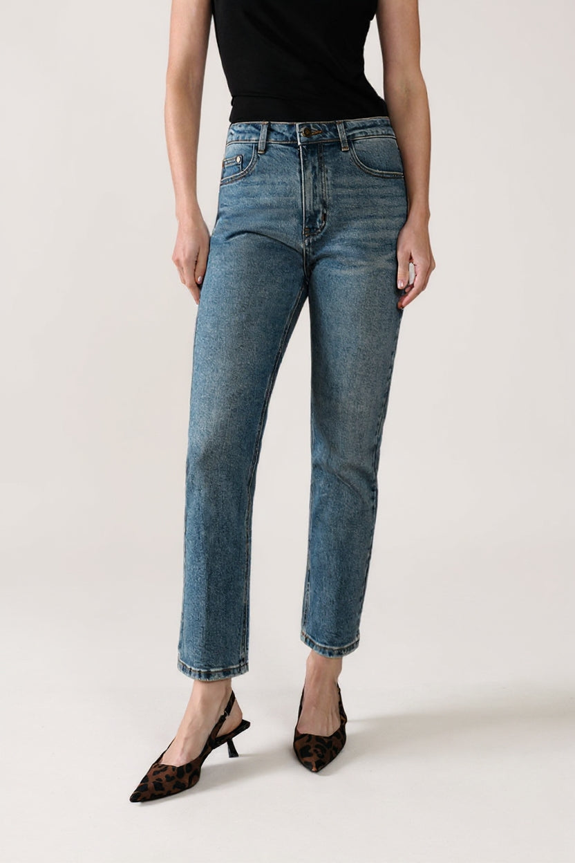 Enid High-Rise Slim Ankle Jeans - Blue