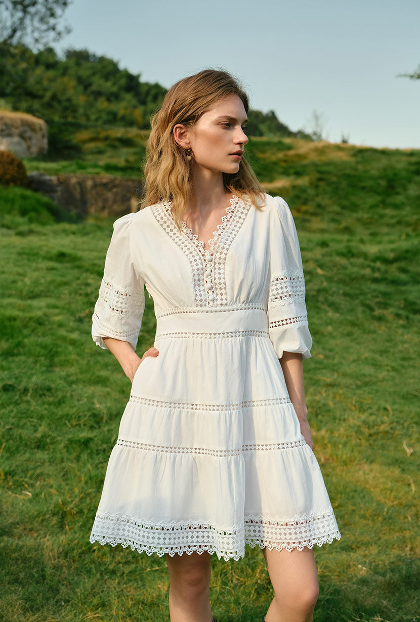 Calista Cotton Dress - White