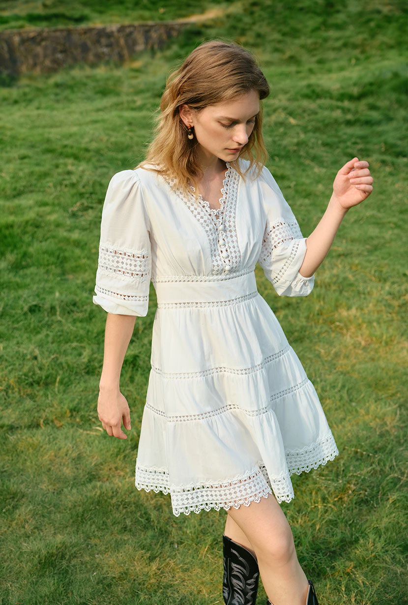 Calista Cotton Dress - White