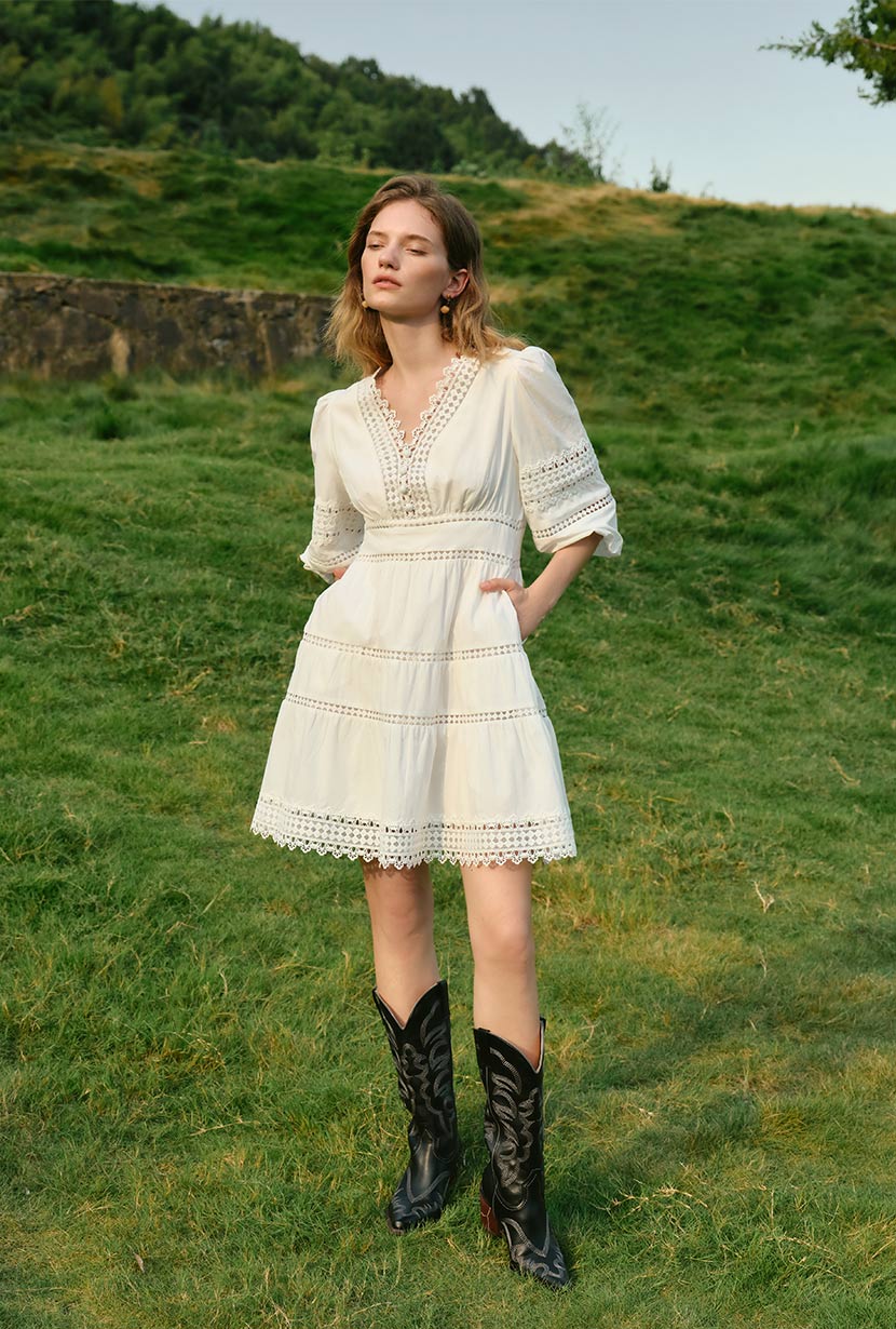 Calista Cotton Dress - White