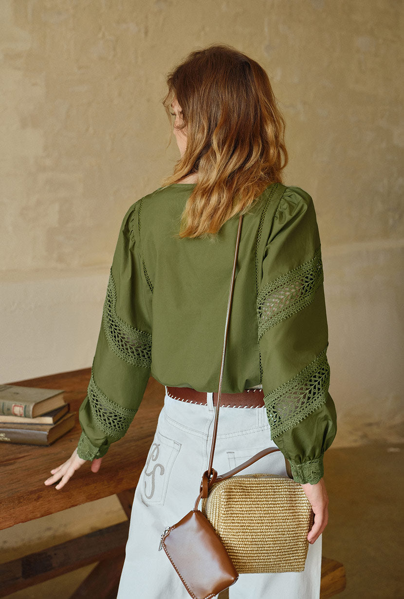 Drew Cotton Blouse - Green