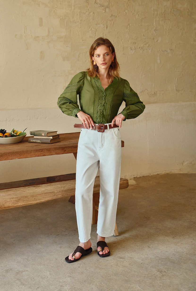 Drew Cotton Blouse - Green