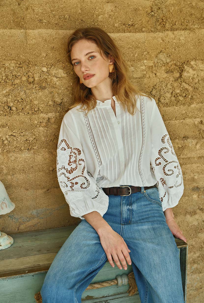 Chandler Cotton Blouse - Ivory
