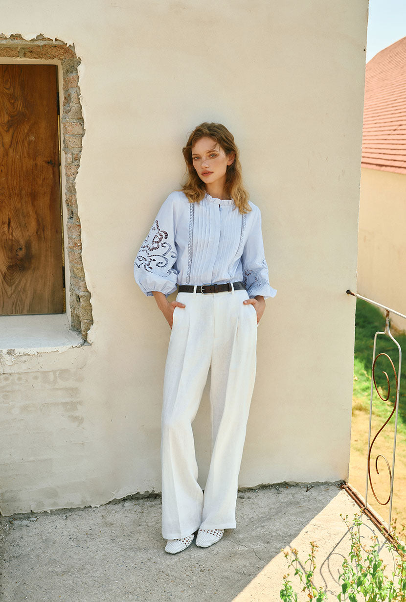 Chandler Cotton Blouse - Sky