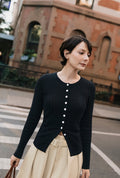 Delsie Cotton Knit Top - Black
