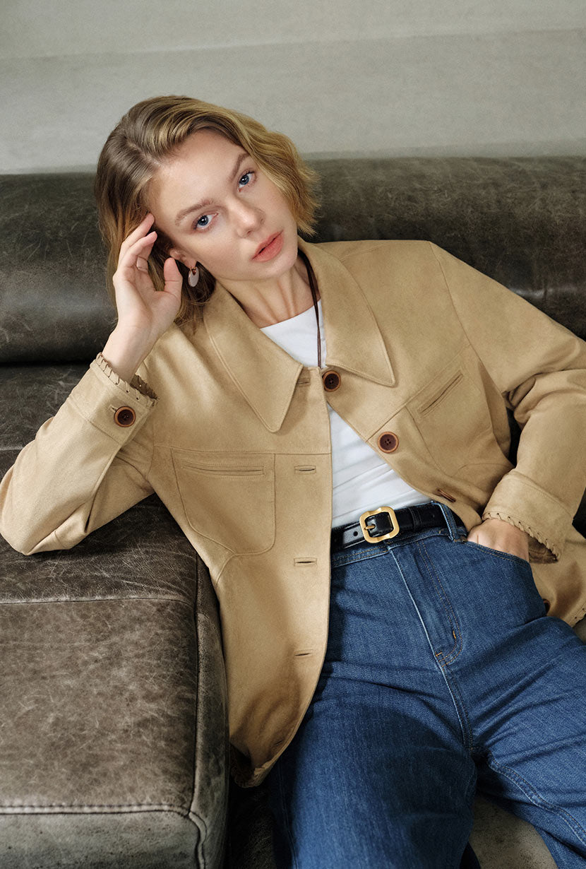 Chiara Suede Jacket - Camel