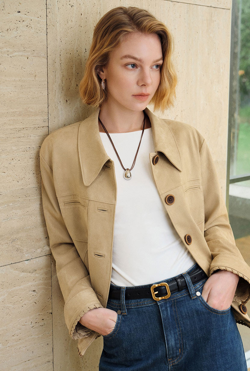 Chiara Suede Jacket - Camel