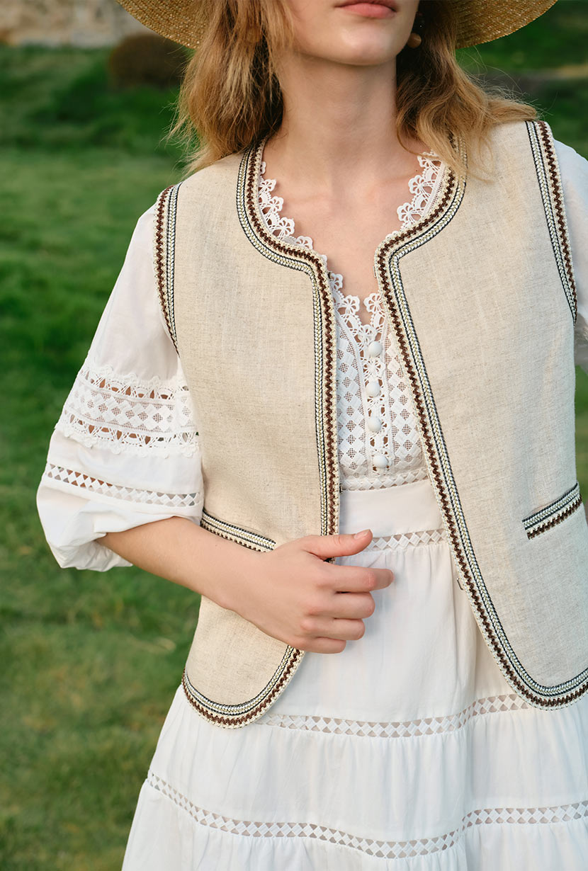 Dexter Ramie Vest - Beige