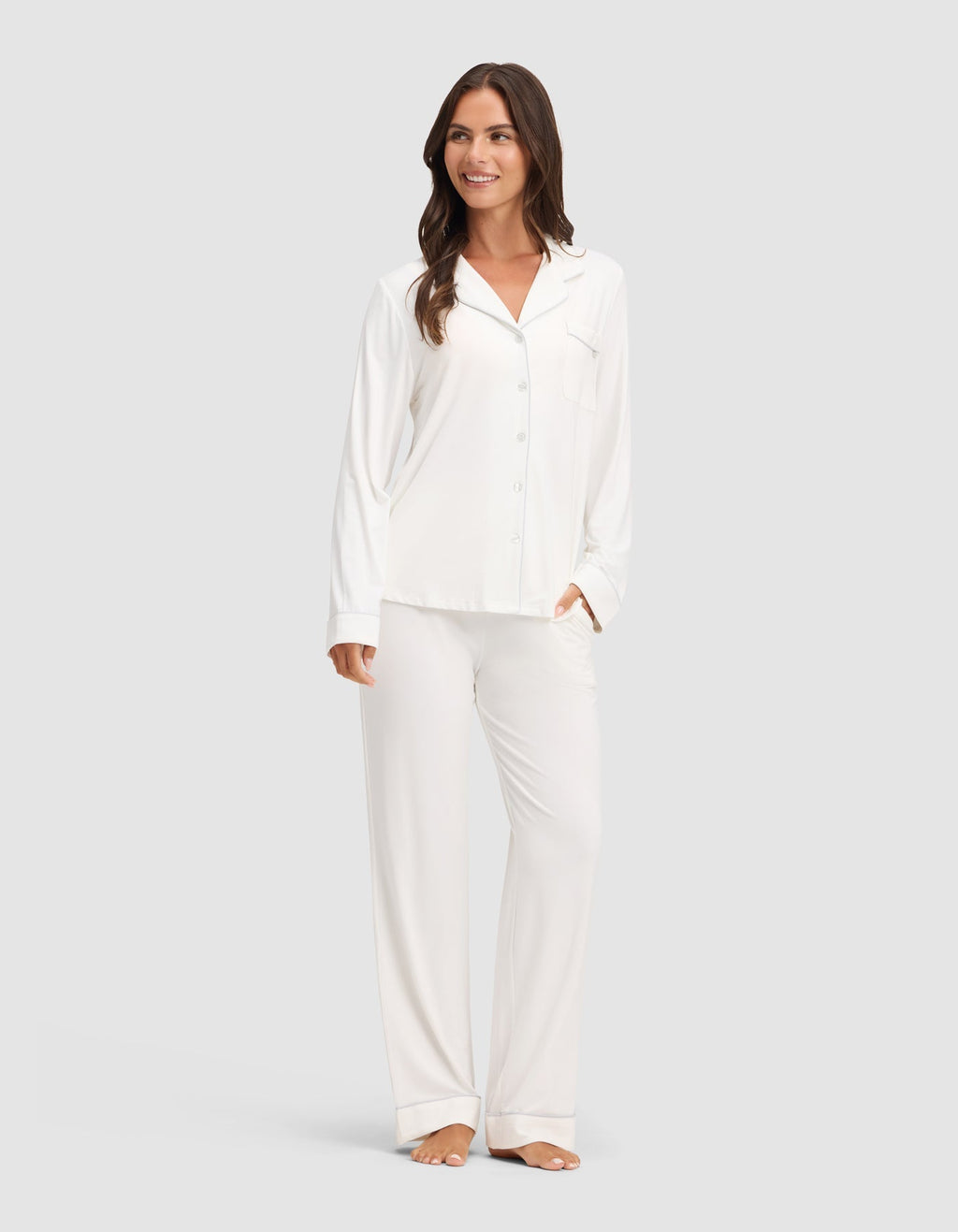 Women's Bamboo Stretch-Knit Long Sleeve Pajama Top TALL
