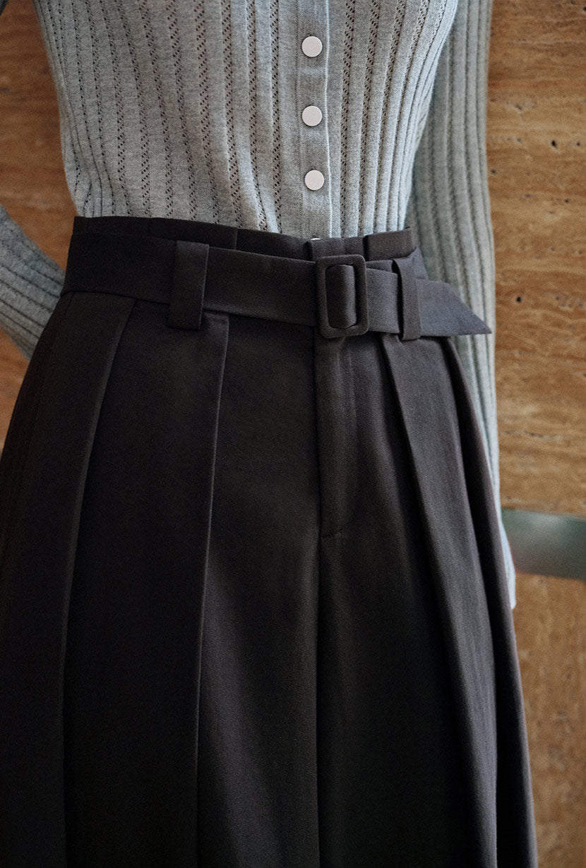 Darby Wide-Leg Cotton Pants - Black