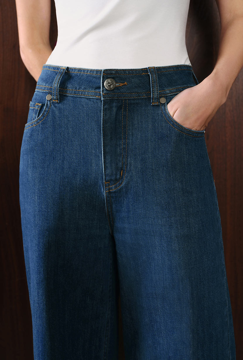 Esme High-Rise Wide-Leg Cropped Jeans - Vintage Indigo