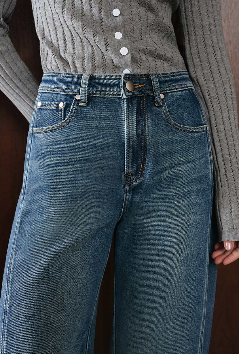 Evie Mid-Rise Barrel Jeans - Vintage Blue