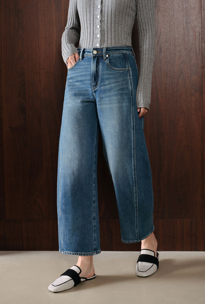 Evie Mid-Rise Barrel Jeans - Vintage Blue