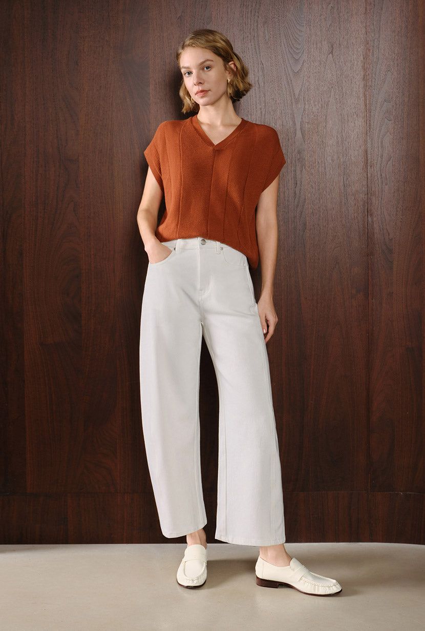 Evie Mid-Rise Barrel Jeans - White