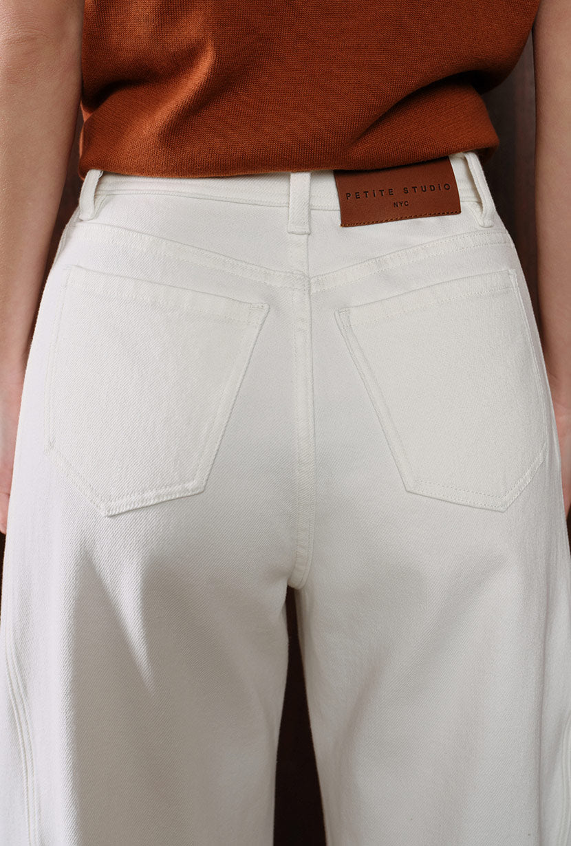Evie Mid-Rise Barrel Jeans - White