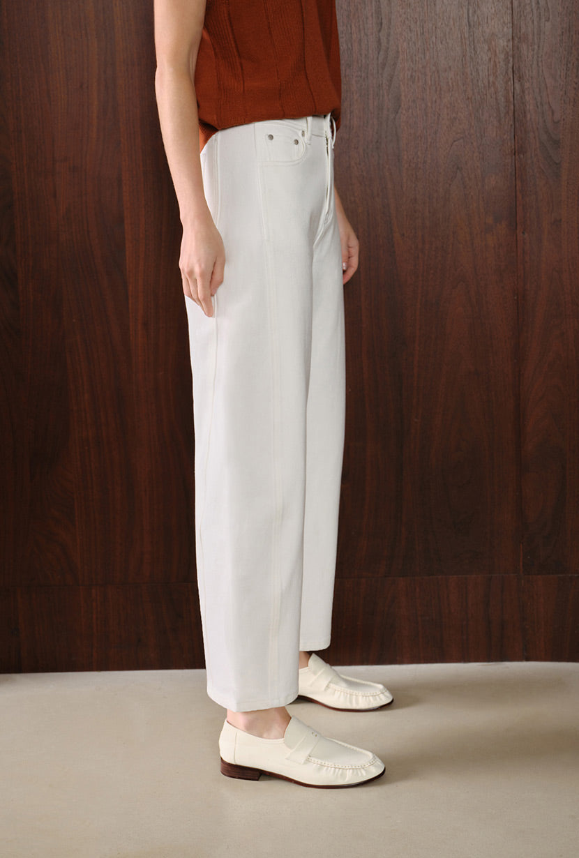 Evie Mid-Rise Barrel Jeans - White