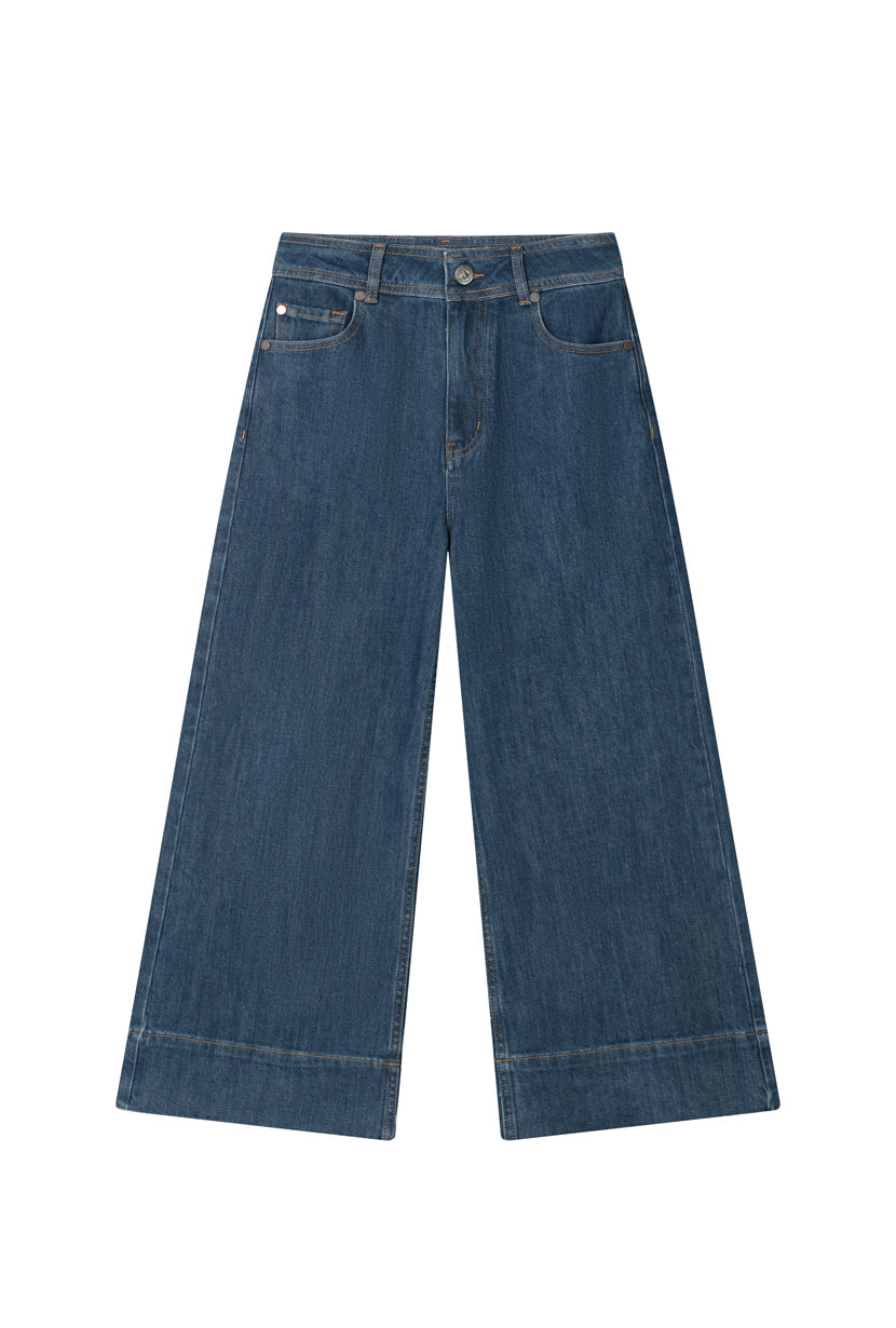 Esme High-Rise Wide-Leg Cropped Jeans - Vintage Indigo