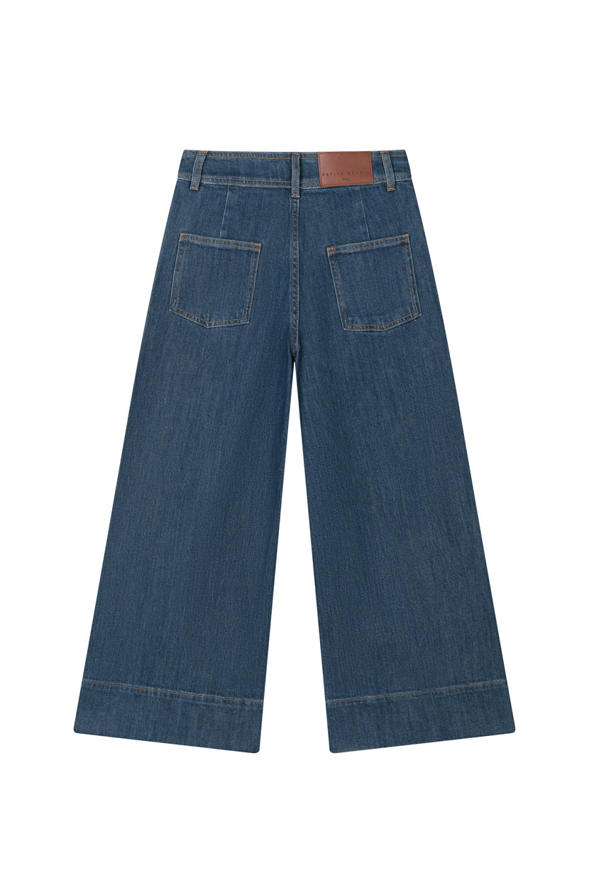 Esme High-Rise Wide-Leg Cropped Jeans - Vintage Indigo
