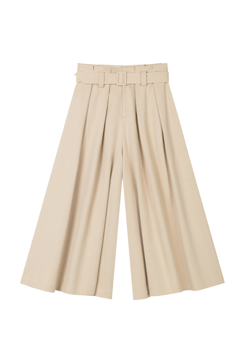 Darby Wide-Leg Cotton Pants - Khaki
