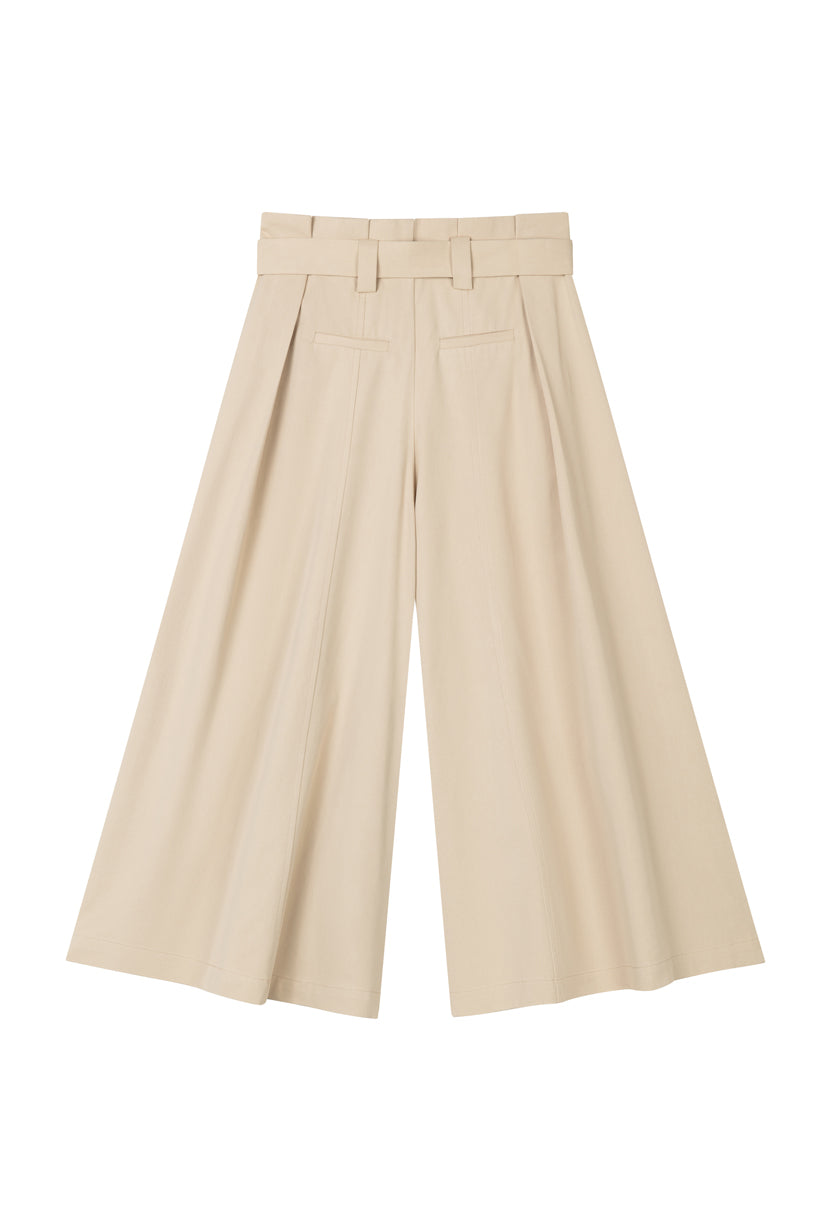 Darby Wide-Leg Cotton Pants - Khaki
