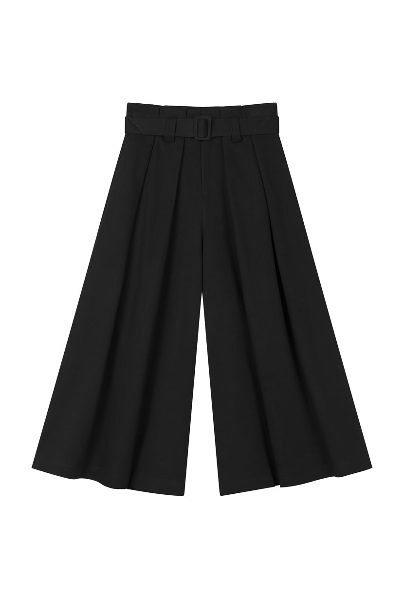 Darby Wide-Leg Cotton Pants - Black