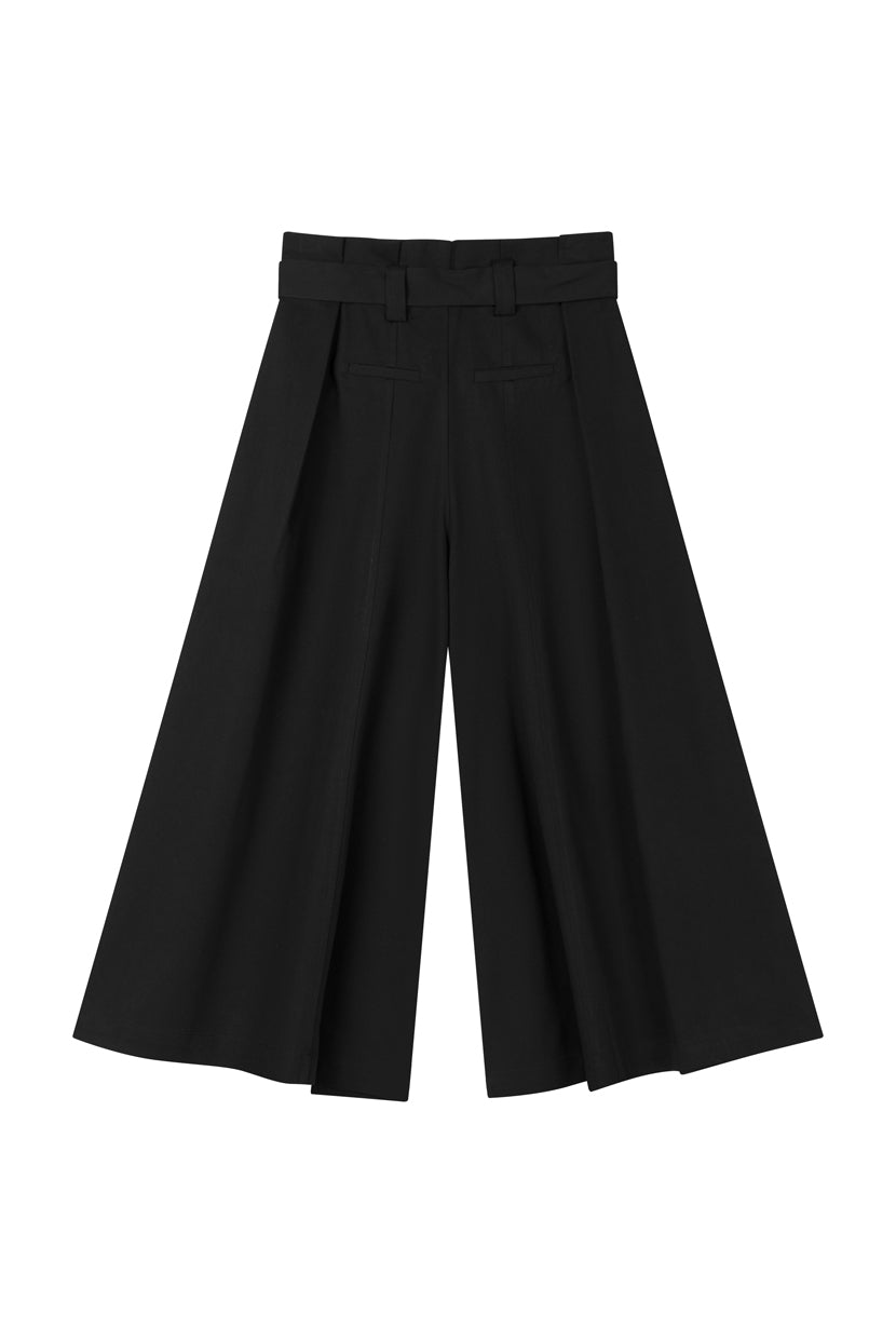 Darby Wide-Leg Cotton Pants - Black