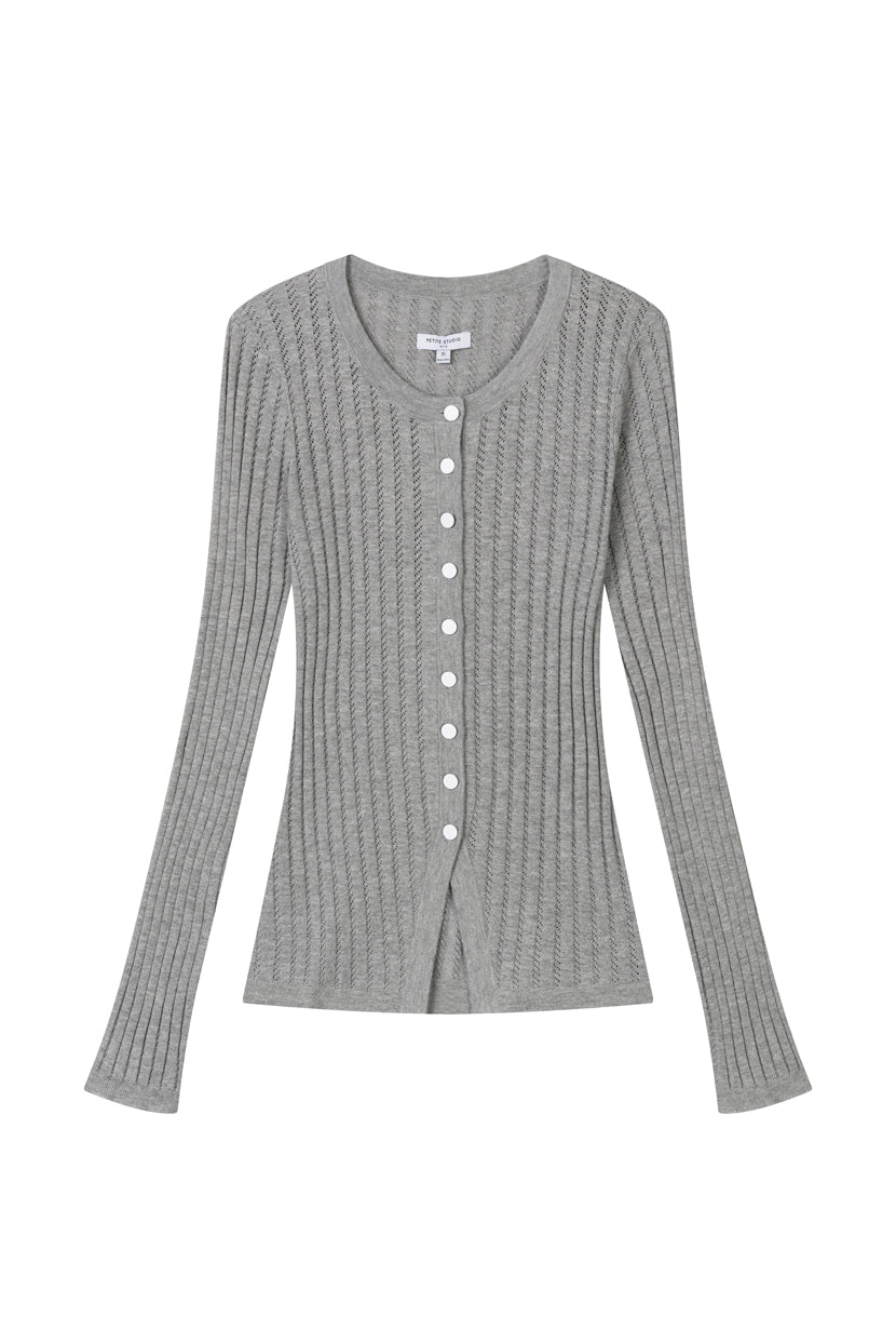 Delsie Cotton Knit Top - Grey