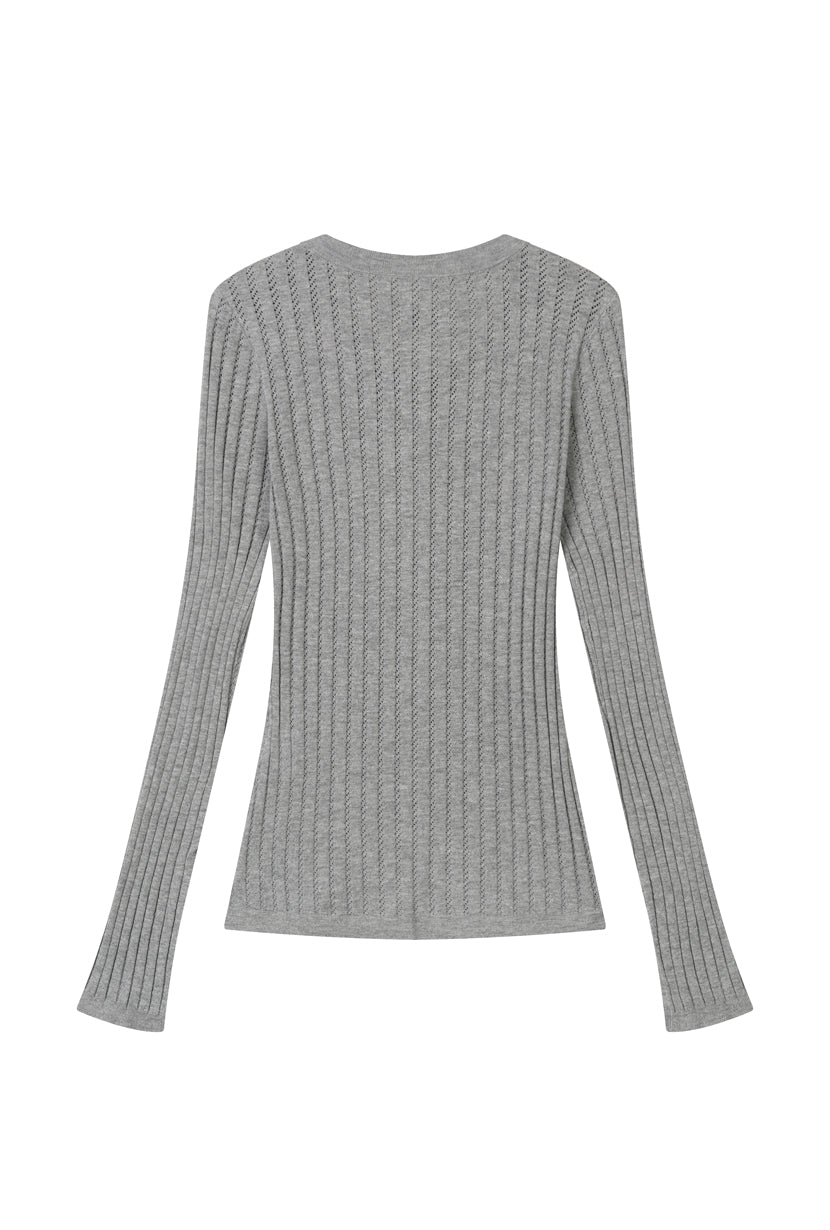 Delsie Cotton Knit Top - Grey