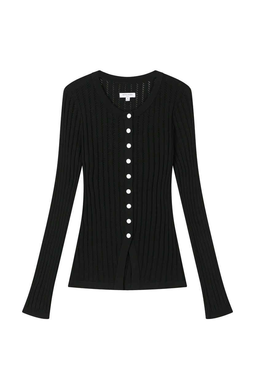 Delsie Cotton Knit Top - Black