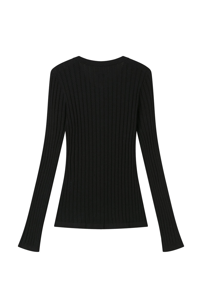 Delsie Cotton Knit Top - Black