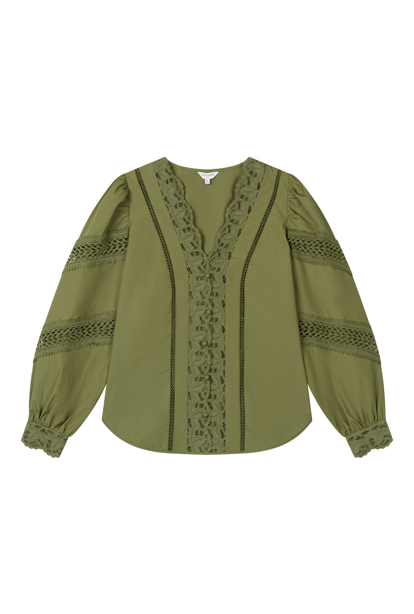 Drew Cotton Blouse - Green