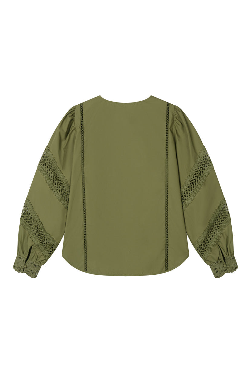Drew Cotton Blouse - Green