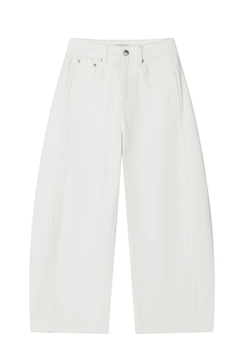 Evie Mid-Rise Barrel Jeans - White