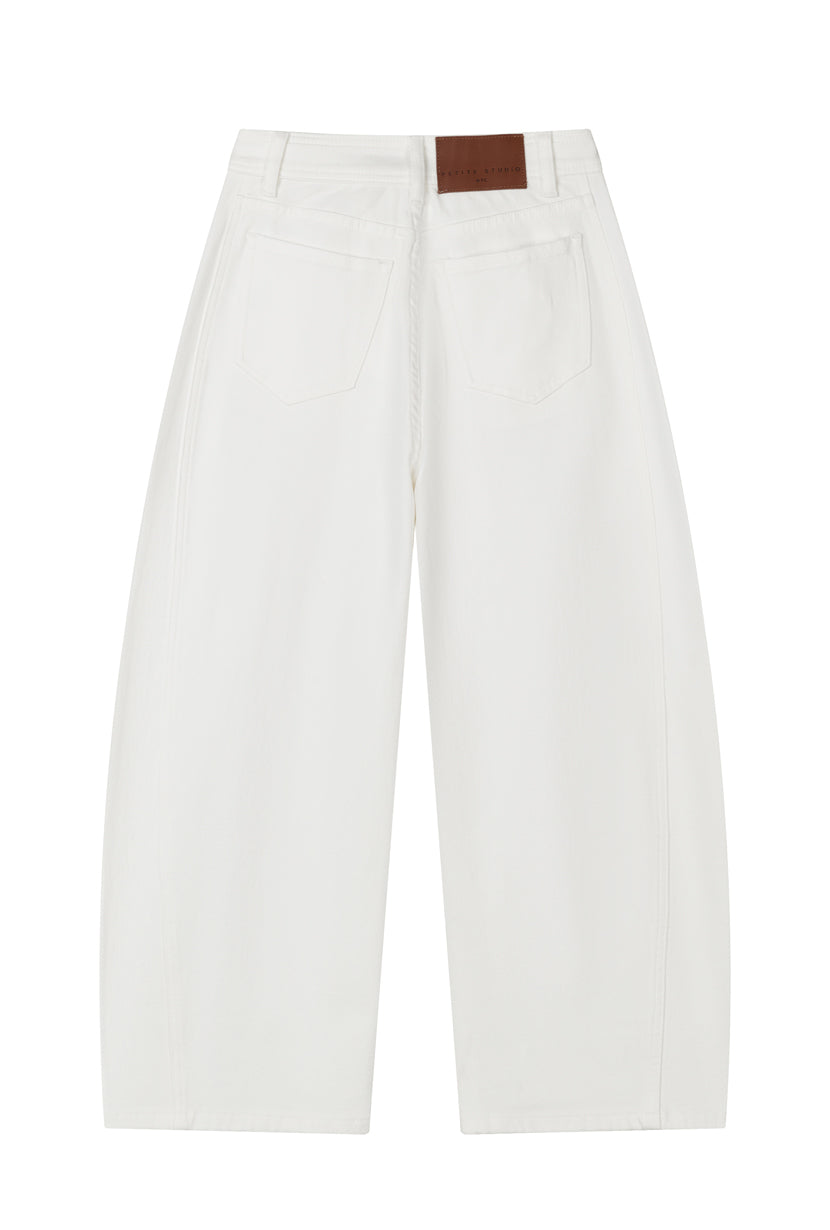 Evie Mid-Rise Barrel Jeans - White