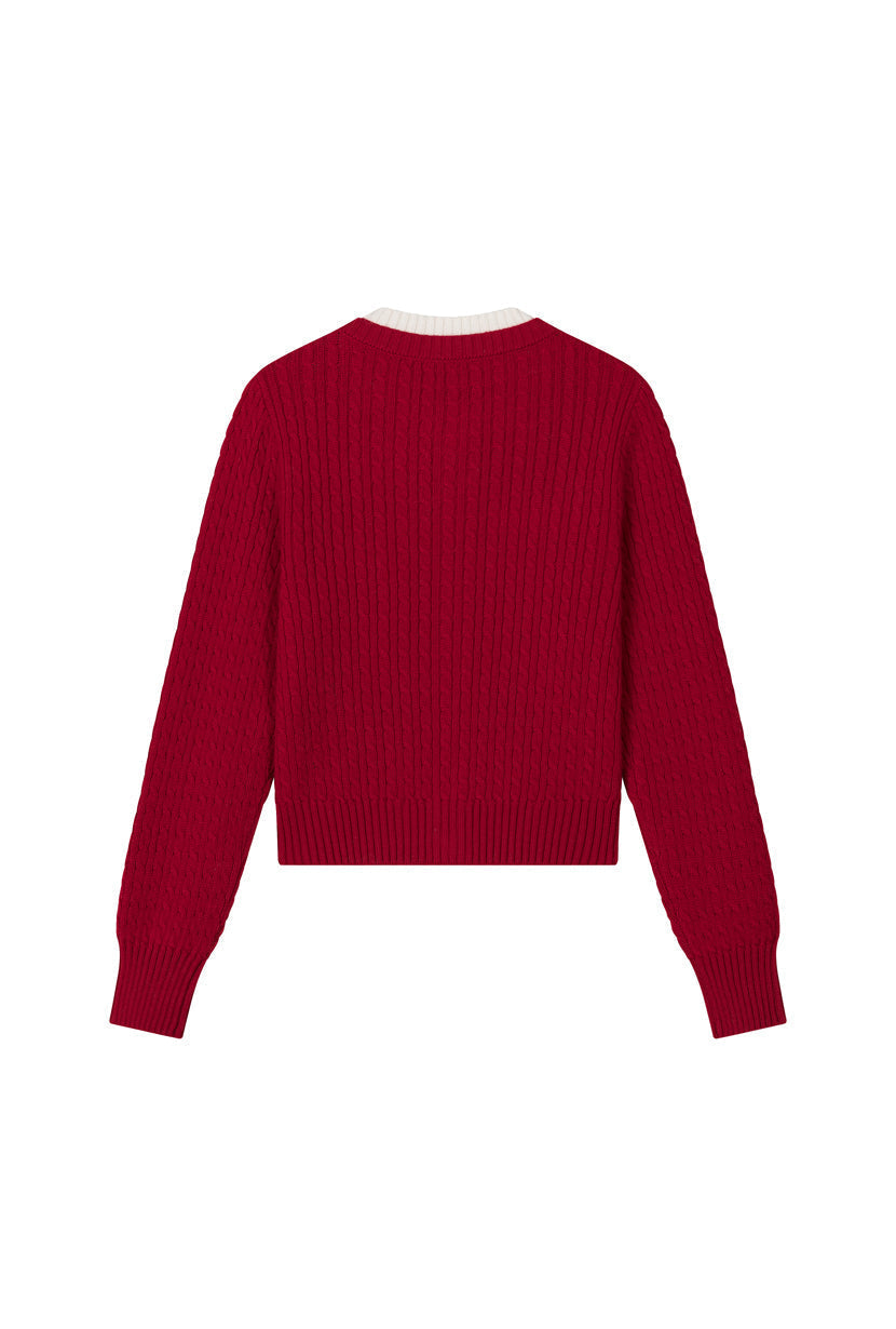 Carmina Wool Cardigan - Red