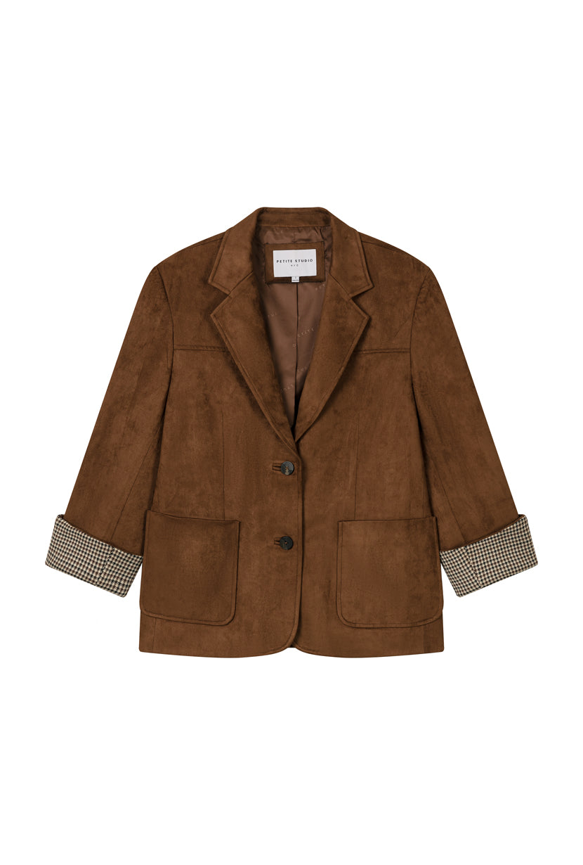 Dominique Oversized Suede Blazer - Caramel